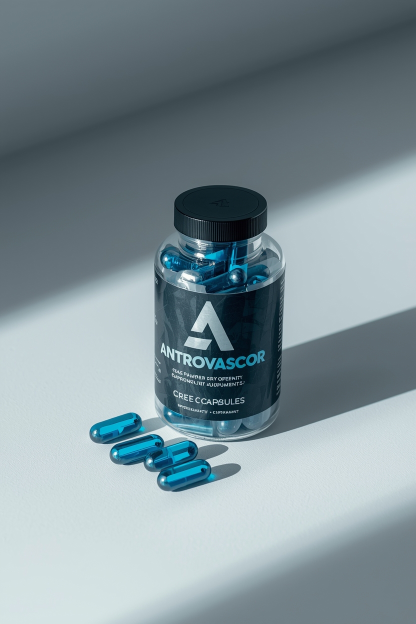 AndroVascor supplement bottle on a neutral surface